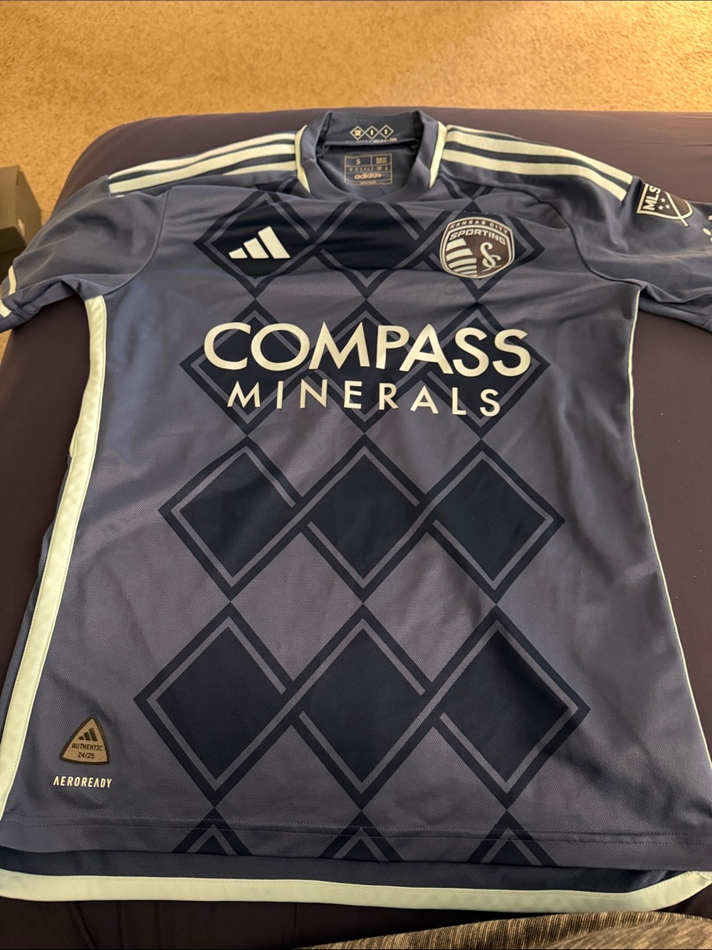 adidas Sporting Kansas City Men's Gray and Navy Soccer Jersey